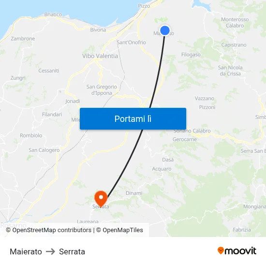 Maierato to Serrata map
