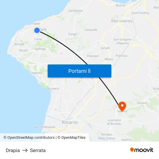 Drapia to Serrata map