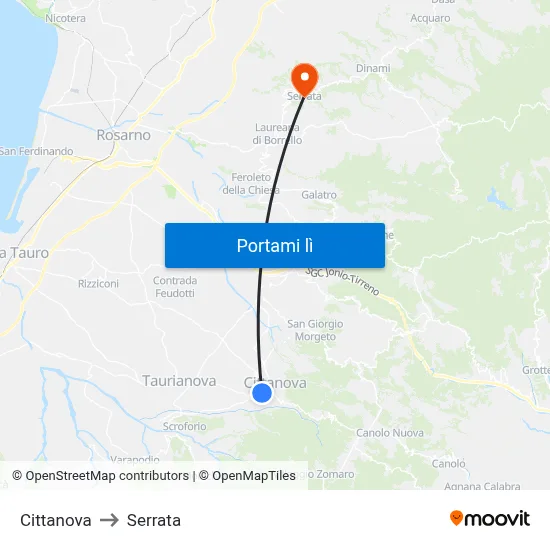 Cittanova to Serrata map