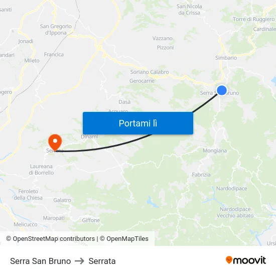 Serra San Bruno to Serrata map