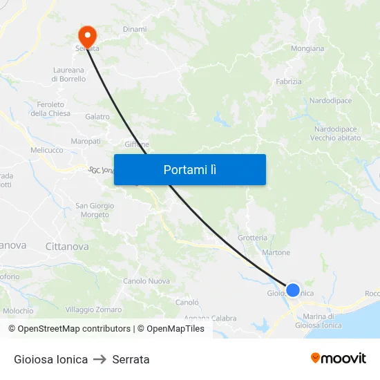 Gioiosa Ionica to Serrata map