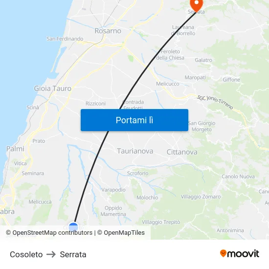 Cosoleto to Serrata map