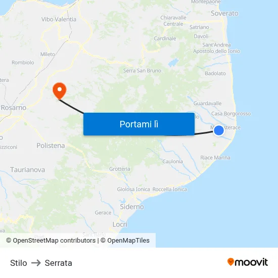 Stilo to Serrata map