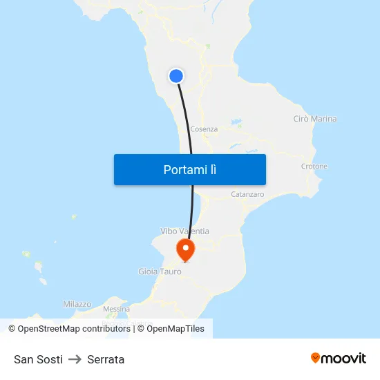 San Sosti to Serrata map