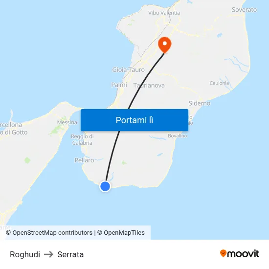Roghudi to Serrata map