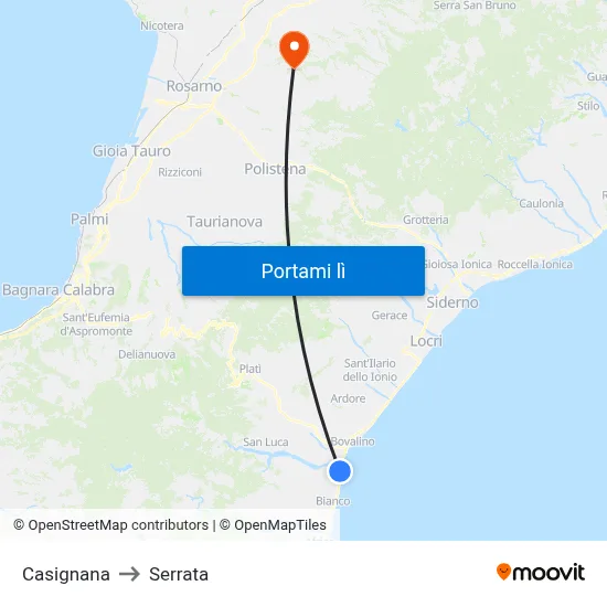 Casignana to Serrata map
