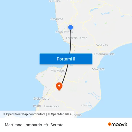 Martirano Lombardo to Serrata map