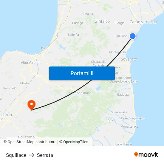 Squillace to Serrata map