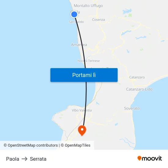 Paola to Serrata map
