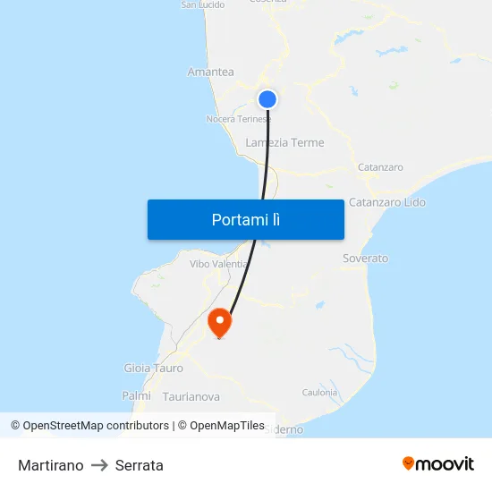Martirano to Serrata map