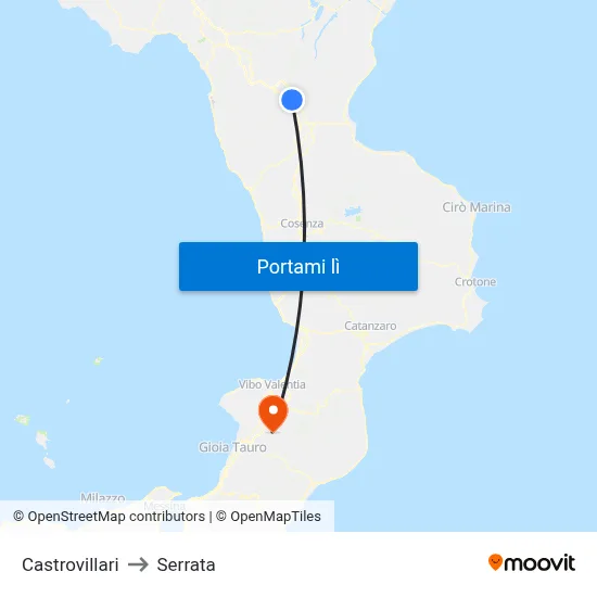 Castrovillari to Serrata map