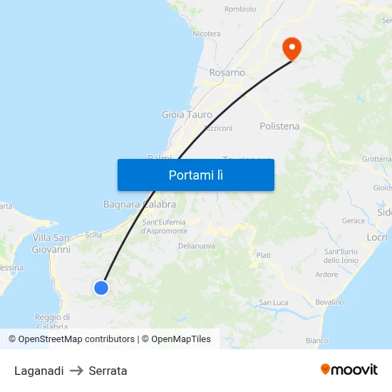 Laganadi to Serrata map