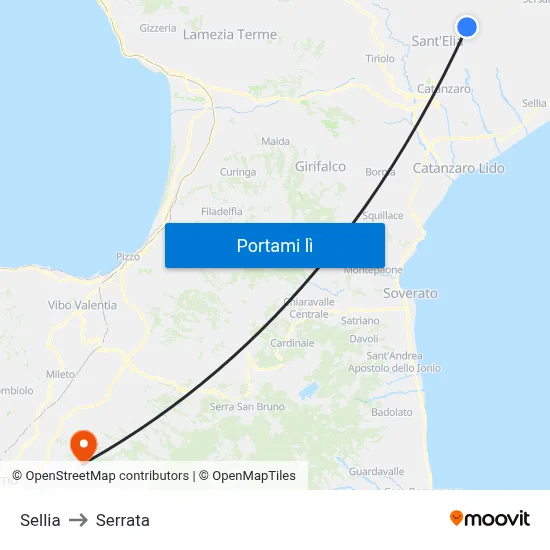 Sellia to Serrata map