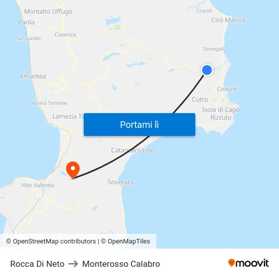 Rocca Di Neto to Monterosso Calabro map