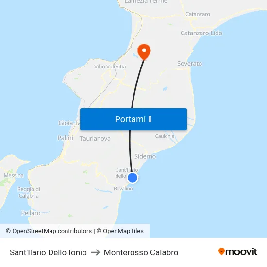 Sant'Ilario Dello Ionio to Monterosso Calabro map
