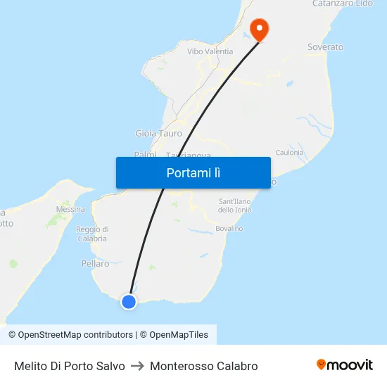 Melito Di Porto Salvo to Monterosso Calabro map