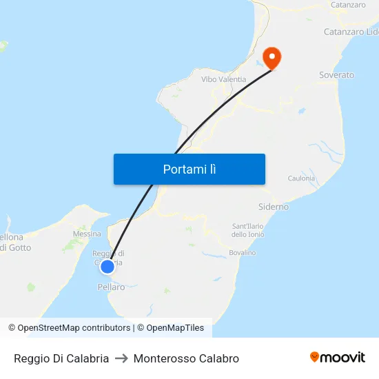 Reggio Di Calabria to Monterosso Calabro map