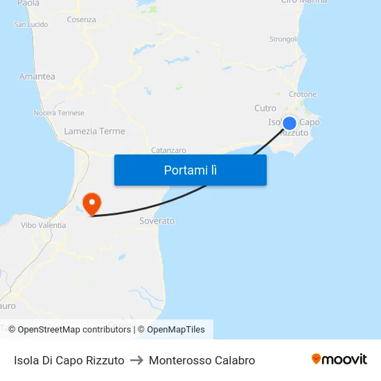 Isola Di Capo Rizzuto to Monterosso Calabro map