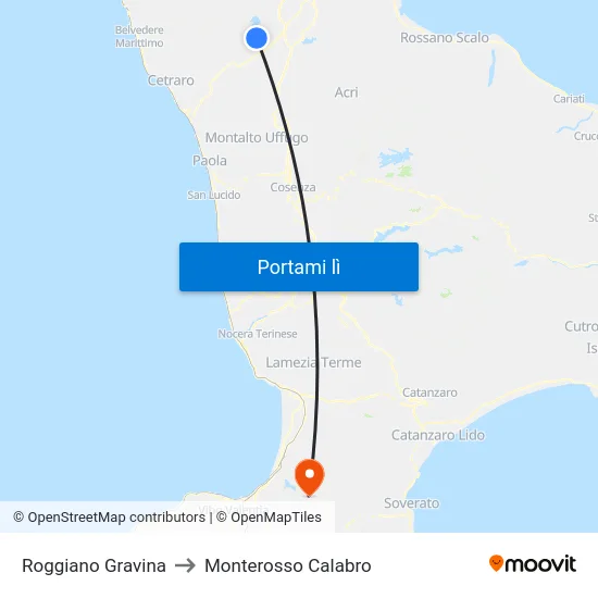 Roggiano Gravina to Monterosso Calabro map