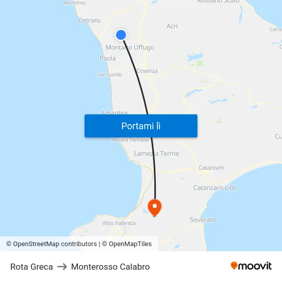 Rota Greca to Monterosso Calabro map