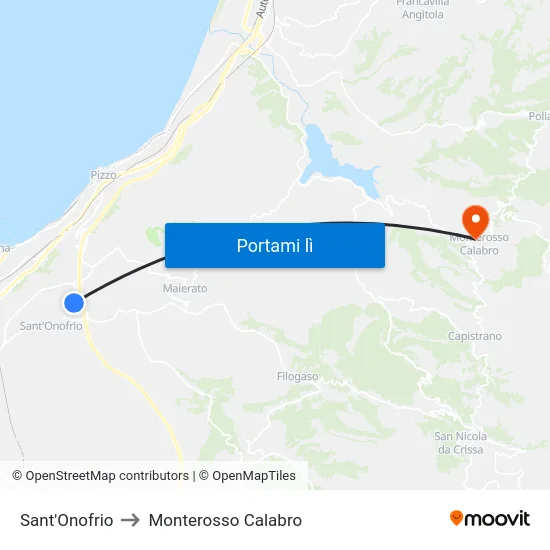Sant'Onofrio to Monterosso Calabro map