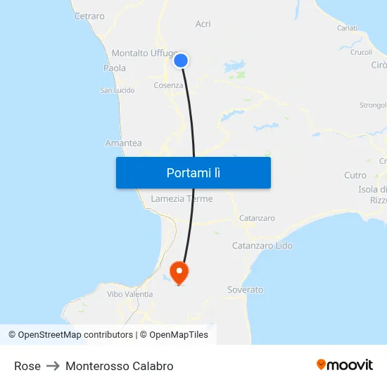 Rose to Monterosso Calabro map