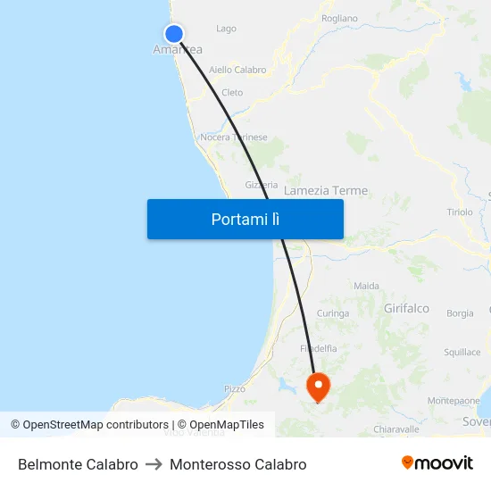 Belmonte Calabro to Monterosso Calabro map