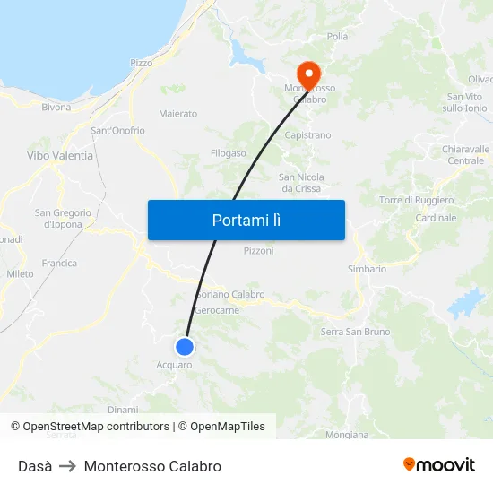 Dasà to Monterosso Calabro map