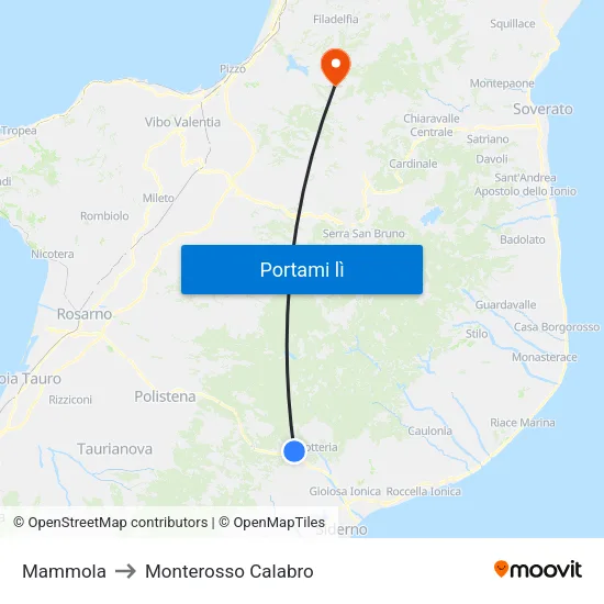 Mammola to Monterosso Calabro map