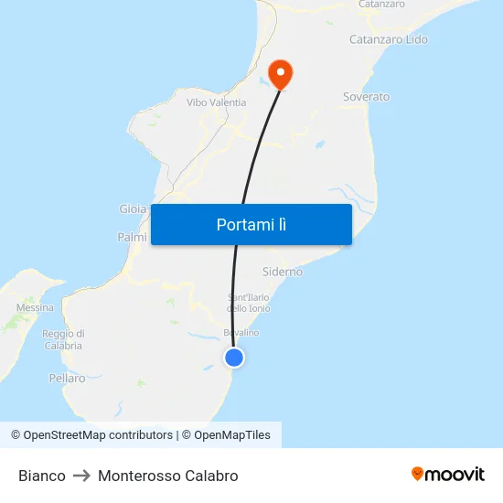 Bianco to Monterosso Calabro map