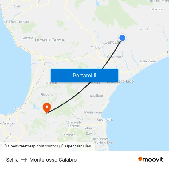 Sellia to Monterosso Calabro map