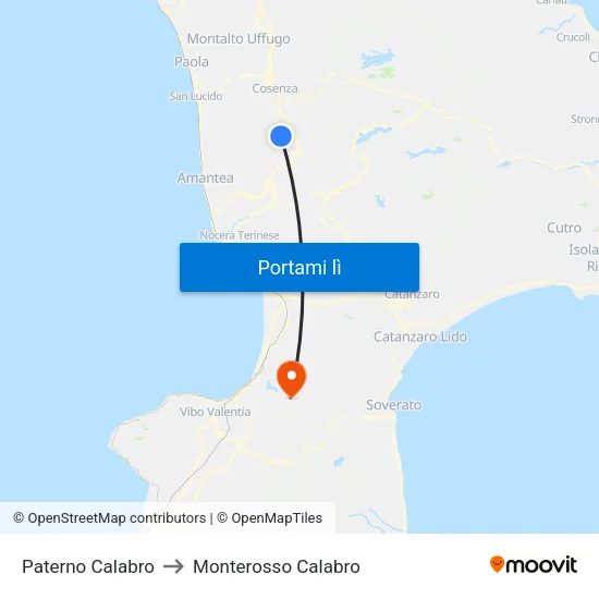 Paterno Calabro to Monterosso Calabro map