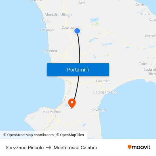 Spezzano Piccolo to Monterosso Calabro map