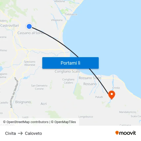 Civita to Caloveto map