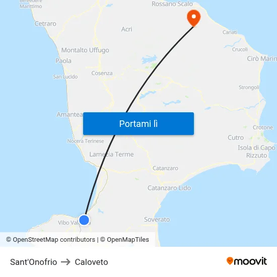 Sant'Onofrio to Caloveto map