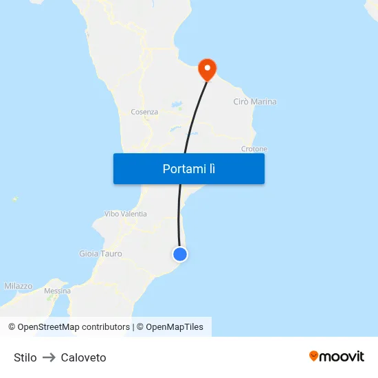 Stilo to Caloveto map