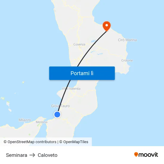 Seminara to Caloveto map