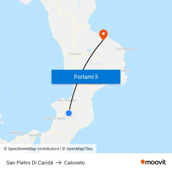 San Pietro Di Caridà to Caloveto map