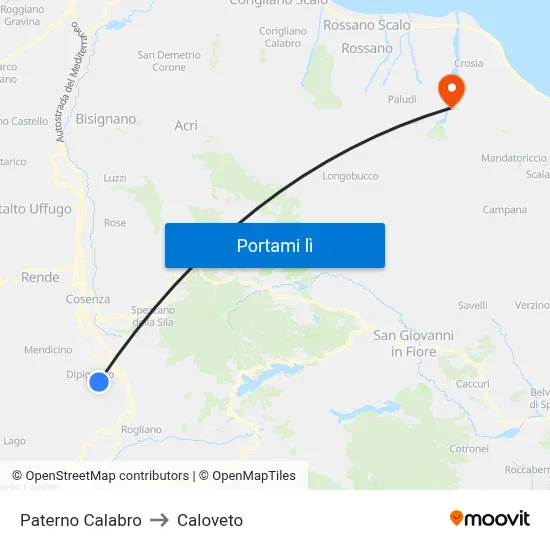 Paterno Calabro to Caloveto map