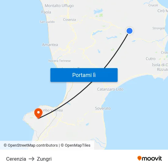 Cerenzia to Zungri map
