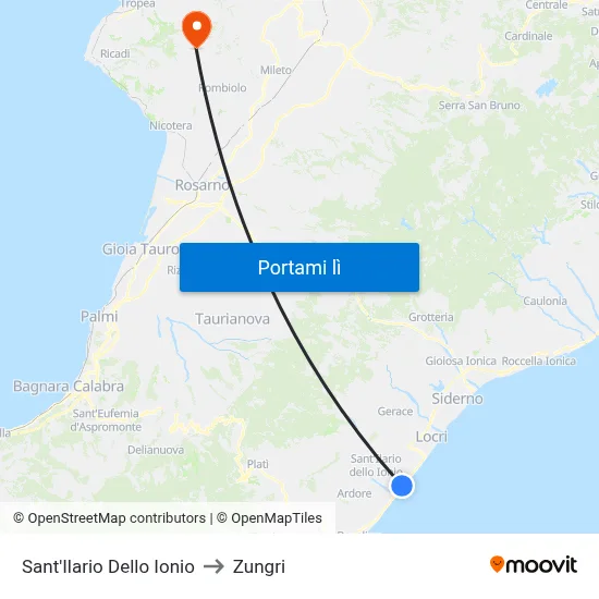 Sant'Ilario Dello Ionio to Zungri map
