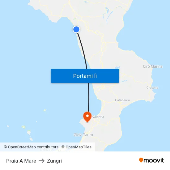 Praia A Mare to Zungri map
