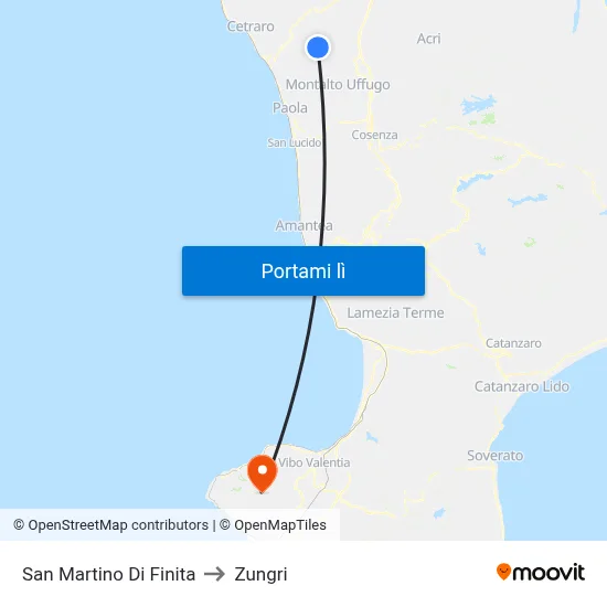 San Martino Di Finita to Zungri map