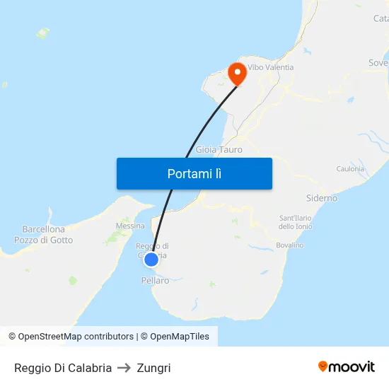 Reggio Di Calabria to Zungri map