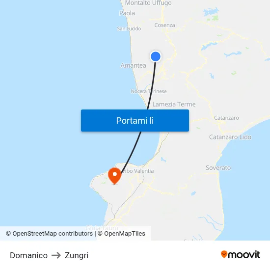Domanico to Zungri map