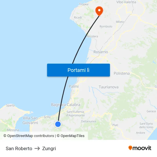 San Roberto to Zungri map