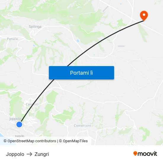 Joppolo to Zungri map