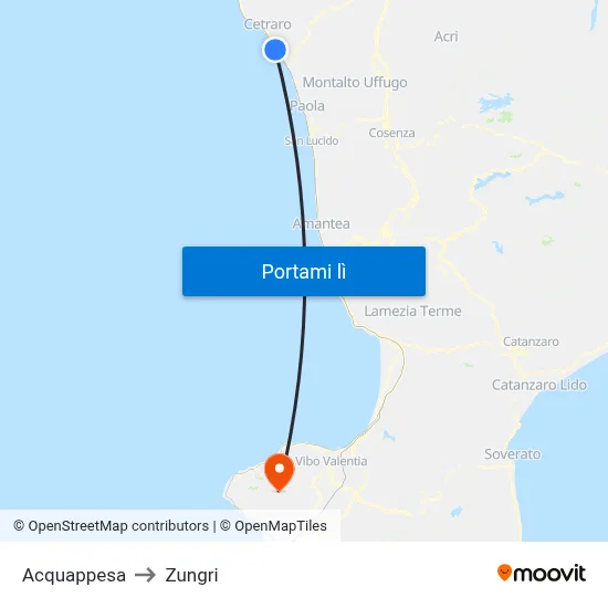 Acquappesa to Zungri map