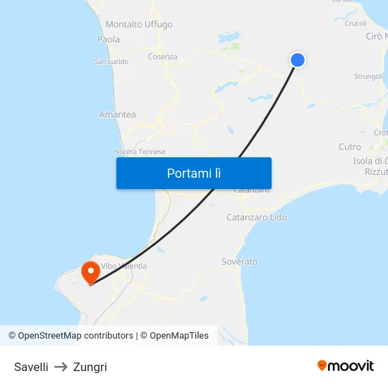 Savelli to Zungri map