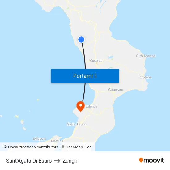 Sant'Agata Di Esaro to Zungri map